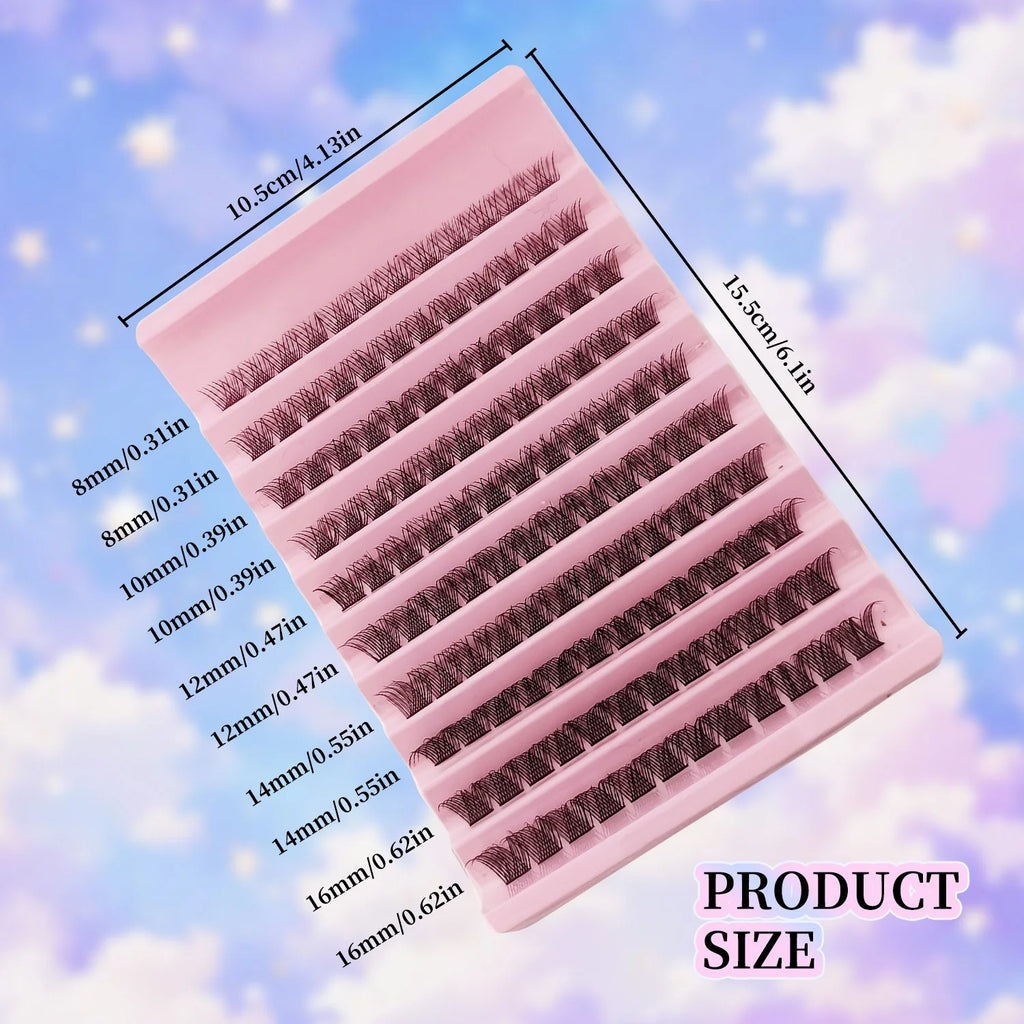 120Pcs Natural Eyelash Cluster Set, D Curl 8–16mm Mixed Length, Soft Band & Lightweight, Reusable False Eyelashes Cat Eye Effect