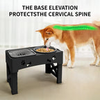 Adjustable 3-in-1 Elevated Pet Feeder with Slow Feeder Bowls