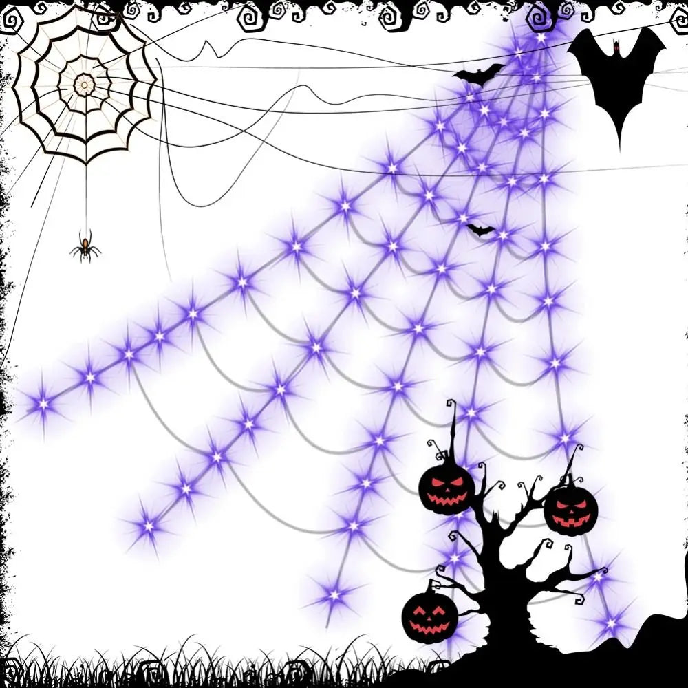 8 Modes Halloween Spider Web Lights Glow Waterproof Halloween Spider 5m web