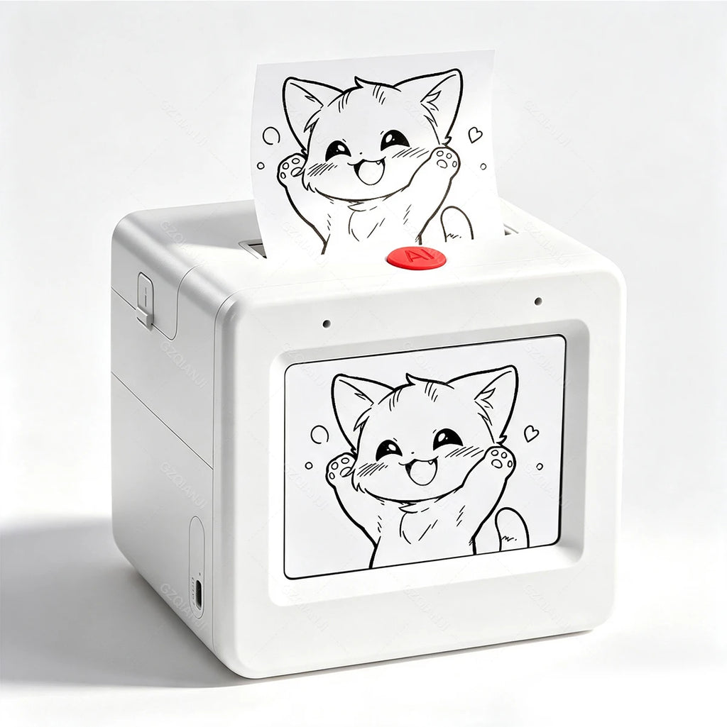 AI Voice Smart Thermal Printer! 58mm Mini Portable Bluetooth Photo Sticker Picture Print Device Fun Print with White Color Paper