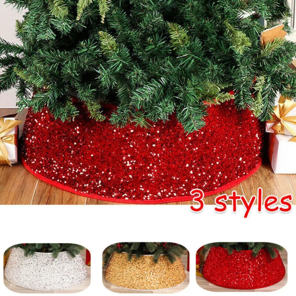 Stereoscopic Christmas Sequins Tree Cover Skirt Home Xmas Tree Surround