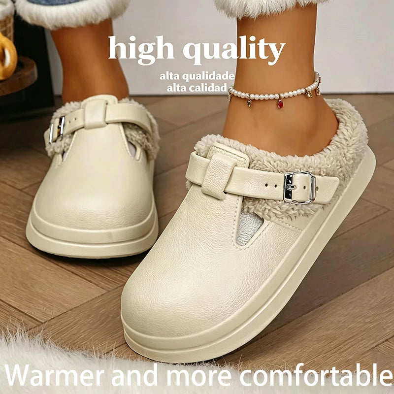 Women's Plush-Lined EVA Buckle Mules