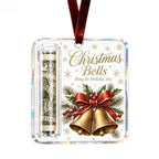Christmas Money Holders Acrylic Hanging Money Holder Ornaments Christmas Tree Snowman Elk Hanging Pendant New Year Party Decor