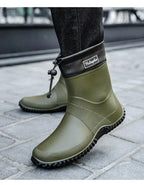 Men Rain Boots Fashion Mid-calf Rubber Boot Outdoor Waterproof Garden Work Shoe Non Slip Fishing Rubber Galoshes Men Rubberboots
