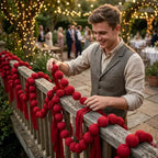 Christmas Hanging Ball Garland Red Cloth Ball String DIY Xmas Tree Window Hanging Decor Smooth Soft Fabric Balls Party Supply