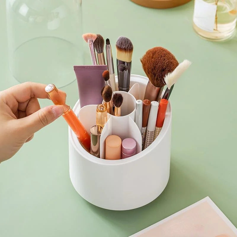 Makeup Brush Holder with Lid 360 Rotating   Storage Box for Dressing Table