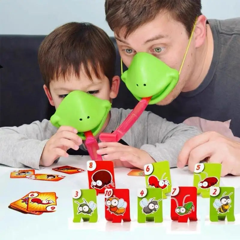 Frog Lizard Mask Wagging Tongue Lick Cards Board Games for Children Toys