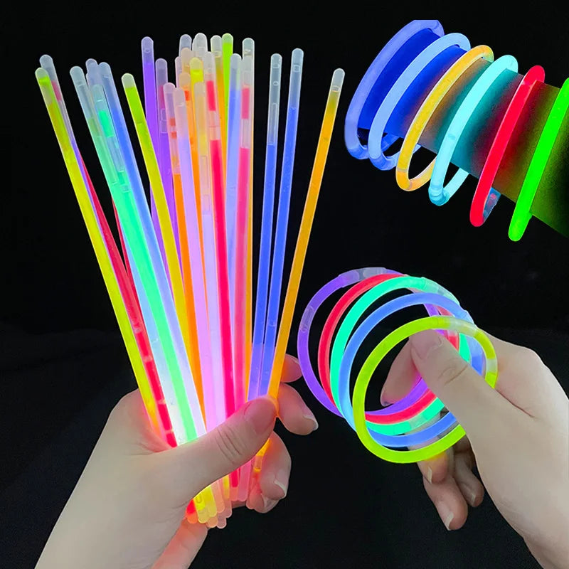 50/100Pcs Fluorescence Sticks Party Multicolor Glowing Stick Bright and  Bendy
