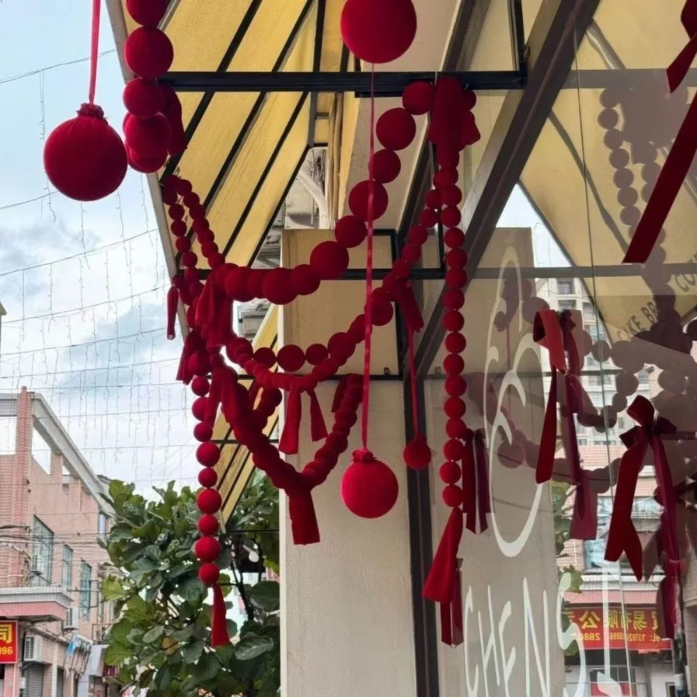 Foam Ball Garland Wedding Cloth Ball String Handmade Ornament Smooth Decoration Wedding Room Decoration