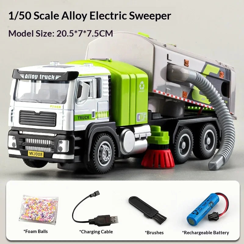 Simulated street cleaning sweeper electric vacuum sweeper road children's alloy car boy toy wind-up sprinkler truck