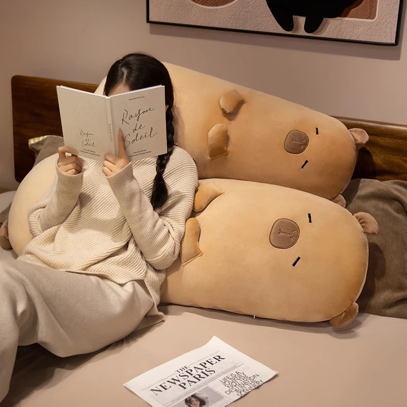 70-120cm Capybara Long Pillow Stuffed Soft Cartoon Animal Capybara Bolster Plushie Sleeping Leg Support Peluche Birthday Gift