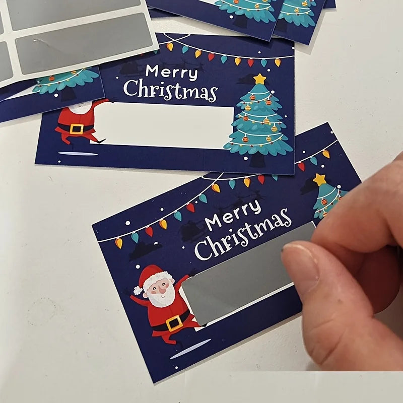 Christmas Scratch Cards with Santa, Merry Christmas Designs-Self-Scratchable Holiday reward tickets,Customizable DIY Gift Tags