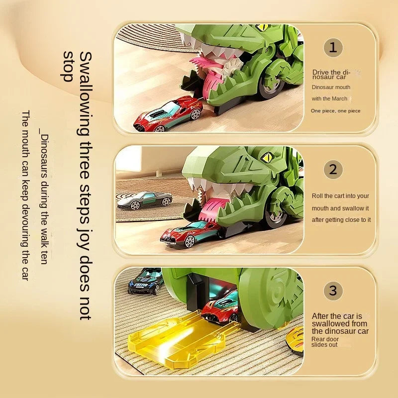 New Dinosaur Devouring Car Attack Tyrannosaurus Rex Devouring Transformation Toy Puzzle Children's Storage Inertial Sliding Car