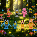 8pcs Set Bluey Family & Friends Action Figures Poseable Collectible Toys Best Birthday Gift for Fans Adults High Quality Novelty