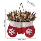 2026 Christmas Garland Creative Glove Shaped Wreath Window Door Garden Gate Decorative Hanging Holiday Party Decor Door Sign