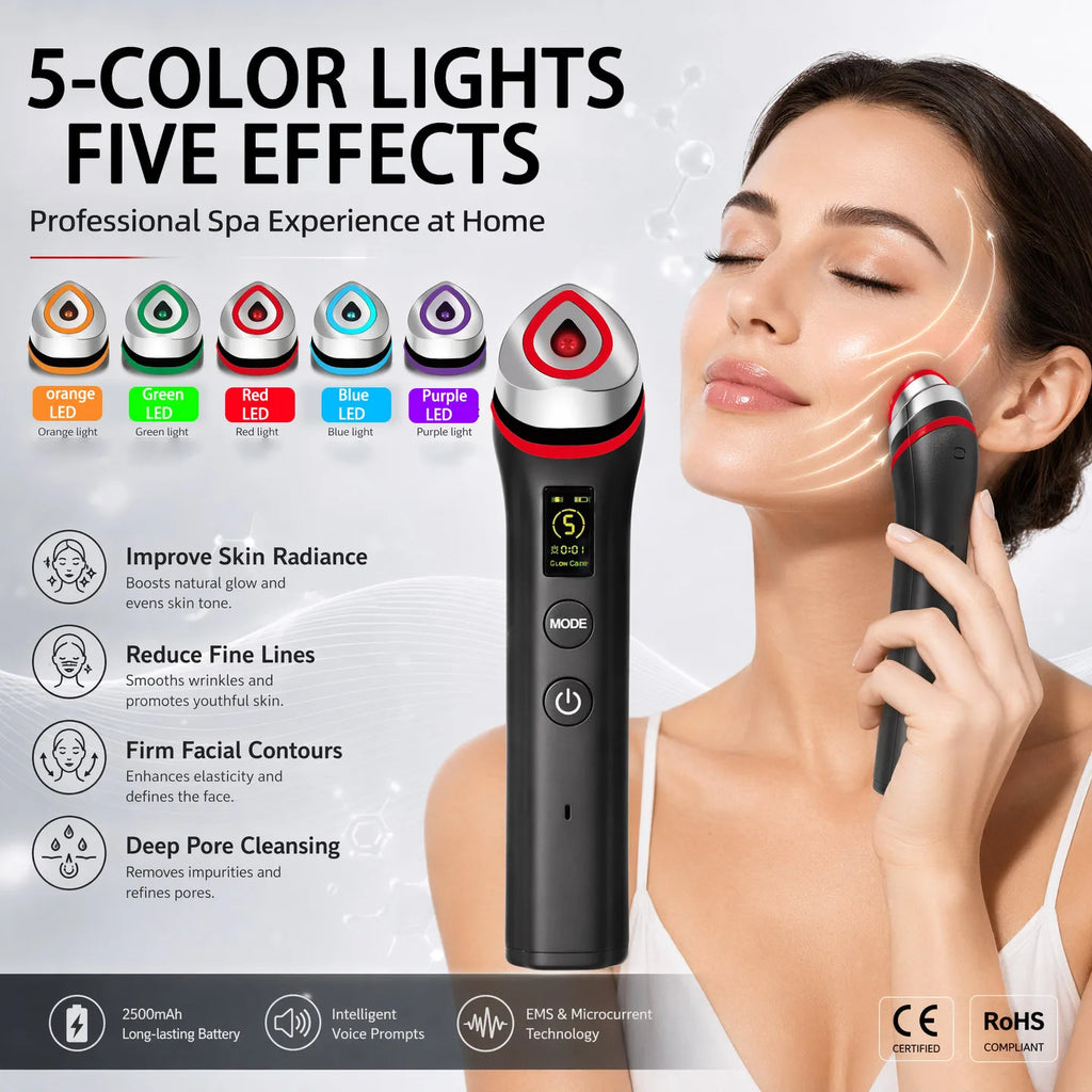 Ager Booster Pro Lifting Face Neck Therapy LED Vibration Massager Beauty Device for Anti-Aging Wrinkles, Skin Rejuvenation