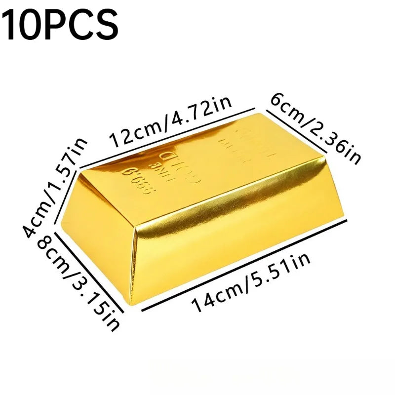 10/20PCS Shiny Gold Paper Fake Gold Bar Candy Box Decorative Gold Brick Deco