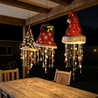 Christmas Santa Hat Chandelier DIY Lighted Hanging Chandelier Xmas Ornaments Glow in the Dark New Year Festive Party Decoration