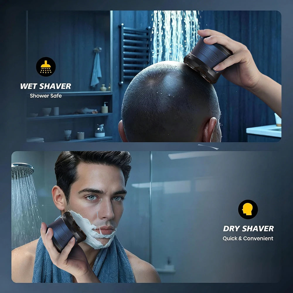 Electric Head Shavers for Bald Men -  Waterproof 6D Magnetic Stainless Head, Upgraded Smooth Shave, Wet & Dry, Type-C Charging, Easy Clean, LED Display, Gifts for Men