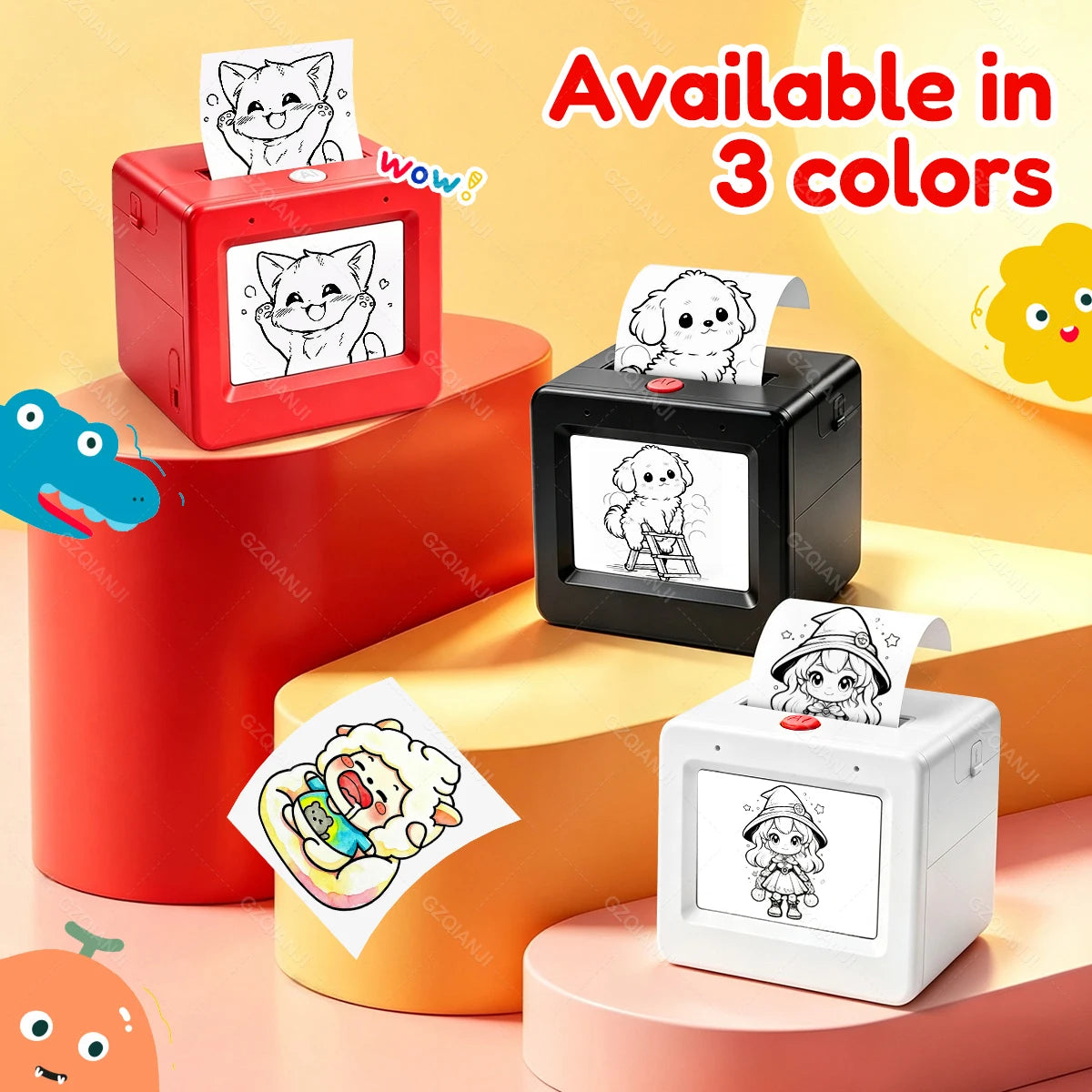 AI Voice Smart Thermal Printer! 58mm Mini Portable Bluetooth Photo Sticker Picture Print Device Fun Print with White Color Paper