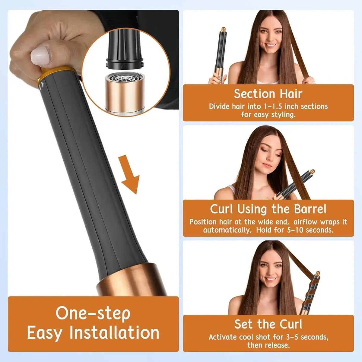 1700W New 6-in-1 Hair Styler Hot Air Brush Multi-Functional Dry Straighten Curl Salon  Home Use Hair Styling Tool