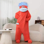 Adult Pajamas Funny Big Mouth Monster Matching Jumpsuit Fall Winter Couple Ready Thick Coral Fleece Loungewear for Men and Women