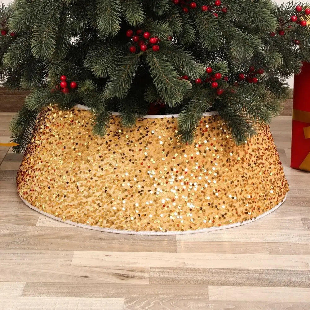 Stereoscopic Christmas Sequins Tree Cover Skirt Home Xmas Tree Surround