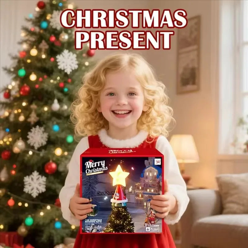 Rotating Santa Sleigh Christmas Tree Topper with Music & Lights