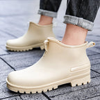 Couple's Short-Tube Non-Slip Plastic Rain Boots, Outdoor Commuting Waterproof Shoes, Pvc One-Piece Molded Women's Water Boots,