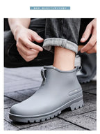 Couple's Short-Tube Non-Slip Plastic Rain Boots, Outdoor Commuting Waterproof Shoes, Pvc One-Piece Molded Women's Water Boots,