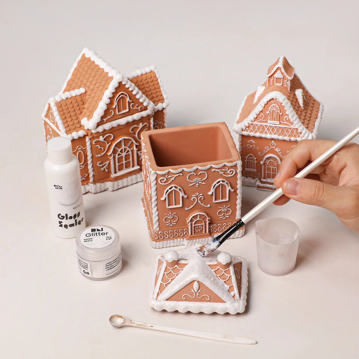 Cozy Gingerbread House Candle Jar with Lid Concrete Silicone Mold Collection Christmas Home Decoration
