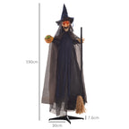 HOMCOM Animated Halloween Witch Prop with Light-Up Eyes – 107cm