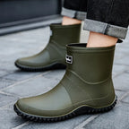Men Rain Boots Fashion Mid-calf Rubber Boot Outdoor Waterproof Garden Work Shoe Non Slip Fishing Rubber Galoshes Men Rubberboots