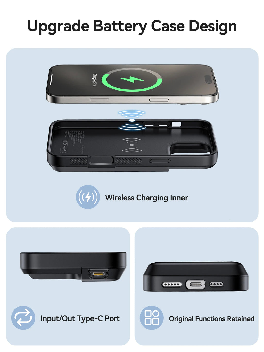 NEWDERY Battery Case for iPhone 16 Pro Max 16Pro 16 Plus 1 Bank Rechargeable battery