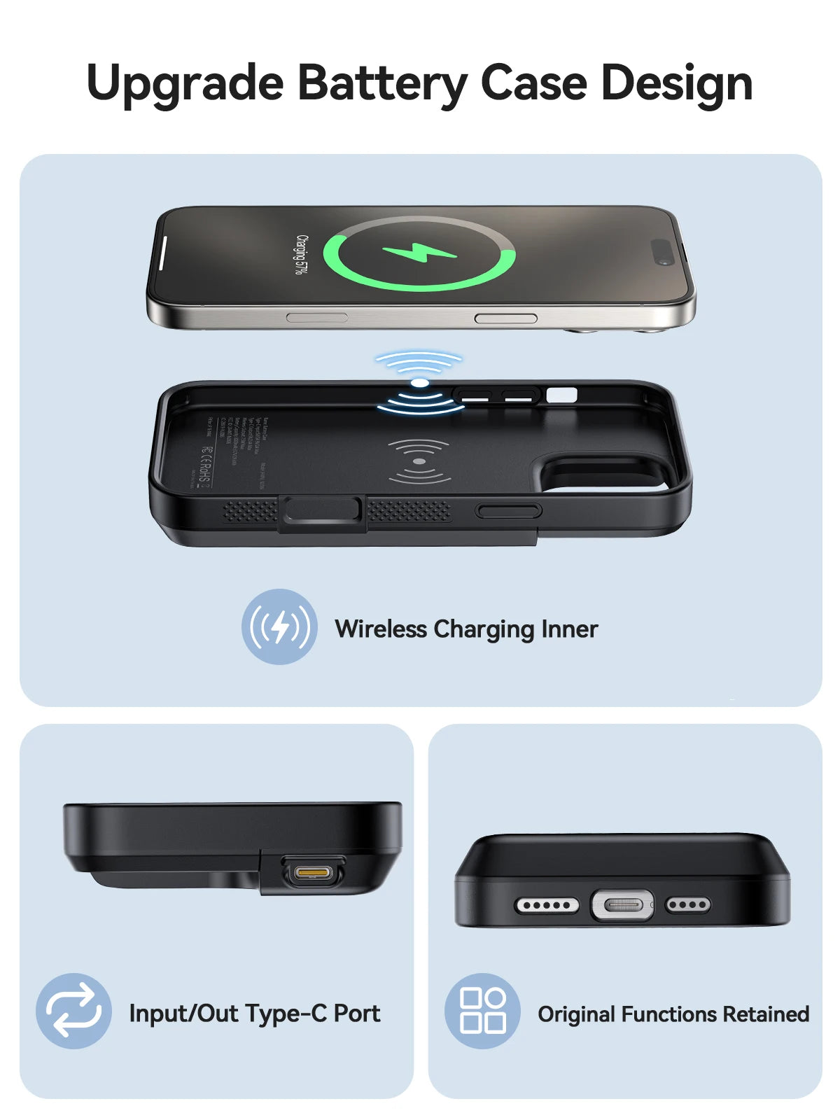 NEWDERY Battery Case for iPhone 16 Pro Max 16Pro 16 Plus 1 Bank Rechargeable battery