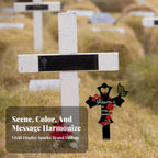 Cross Memorial Stake Outdoor Use Rose Memorial Stake Metal Grave Marker Easy Ground Insert Sympathy Gift for Courtyard