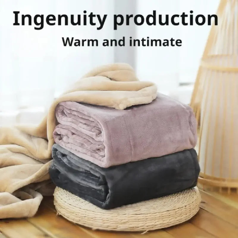 USB Heated Blanket With Storage Bag 160x85cm Coral Velvet Shawl Wearable Electric Blanket Winter Body Warmer for Home Office Car