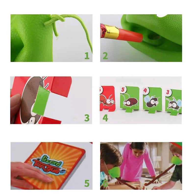 Frog Lizard Mask Wagging Tongue Lick Cards Board Games for Children Toys