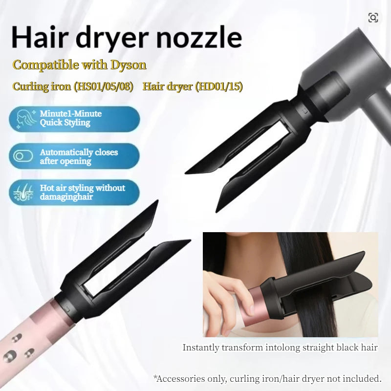 Compatible with Dyson Hair Dryer HD01/HD15 Curling Wand HS01/08 Straightening and Smoothing Nozzle Automatic Opening and Closing