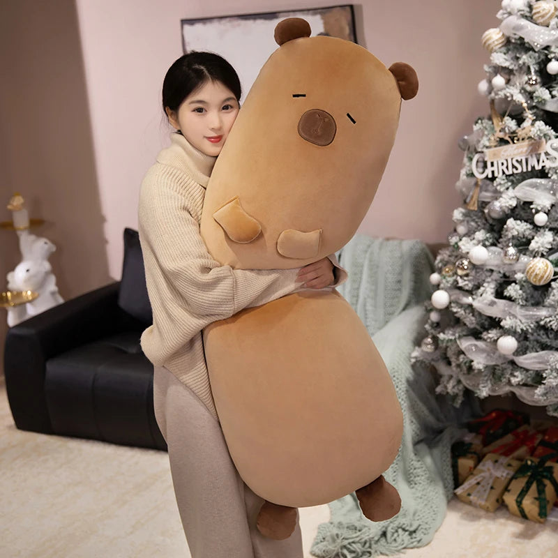 70-120cm Capybara Long Pillow Stuffed Soft Cartoon Animal Capybara Bolster Plushie Sleeping Leg Support Peluche Birthday Gift