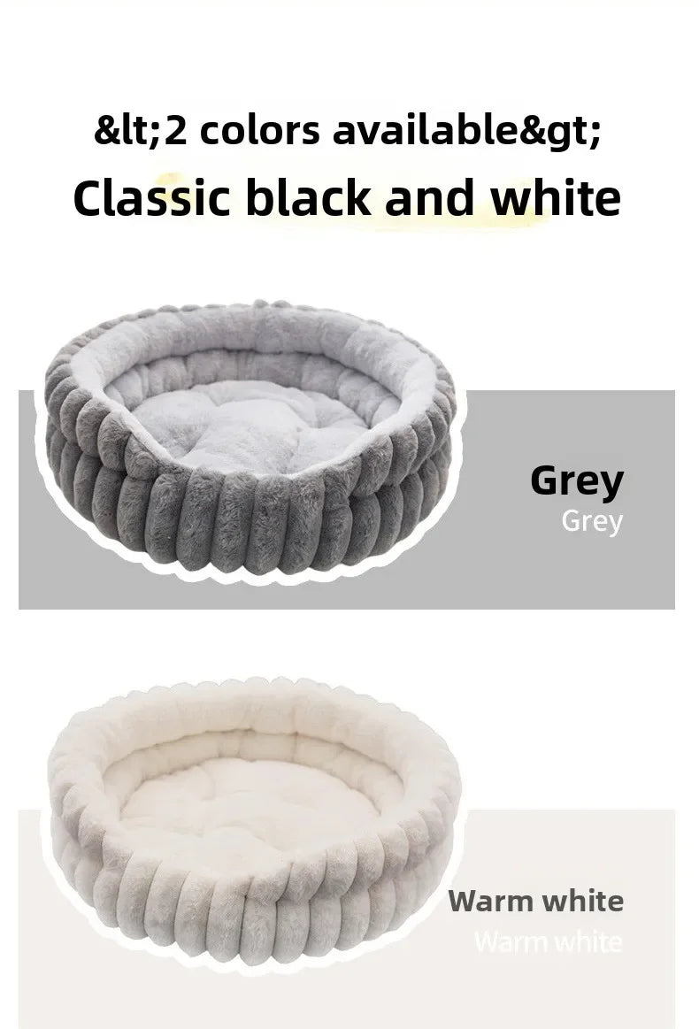 Home Plush Winter Cat Nest Dog Nest Warm Detachable and Washable Round Cat Nest Pet Bed Seasonal Universal Decoration