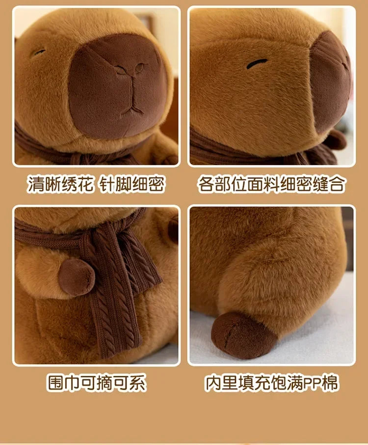 25-30CM Hot Plush Stuffed Doll Cute Scarf Pufferfish Plush Kawaii Animal Toy Children's Birthday Gift Capybara Doll Kids Toys