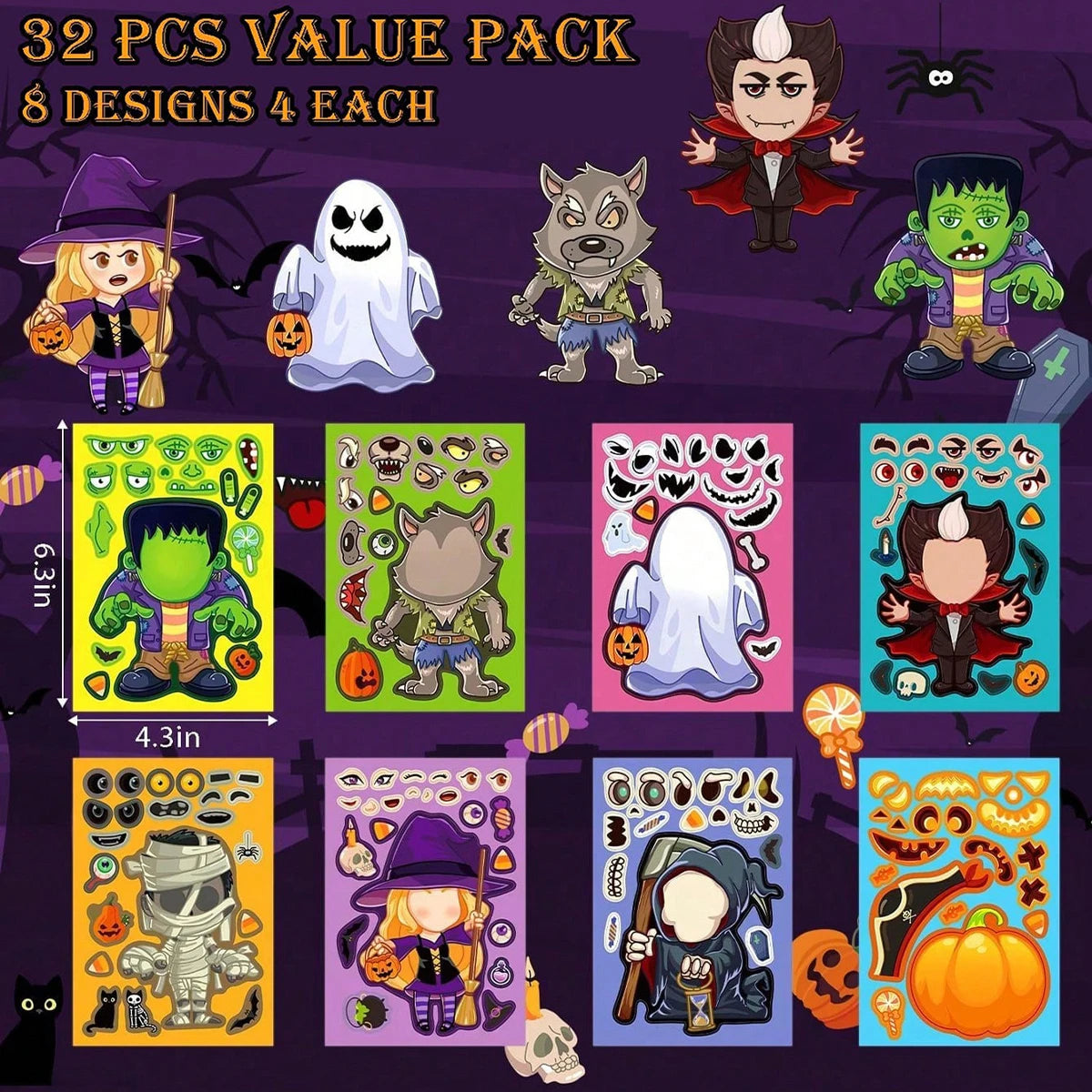 8~40 sheets Halloween Party stickers