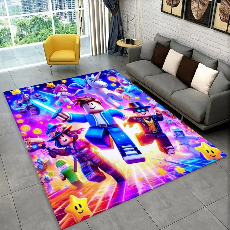Cartoon R-Robloxs Game Gamer Carpet Rug for Playroom Bedroom Living Room Sofa Home Decor,kid Area Rug Non-slip Floor Mat
