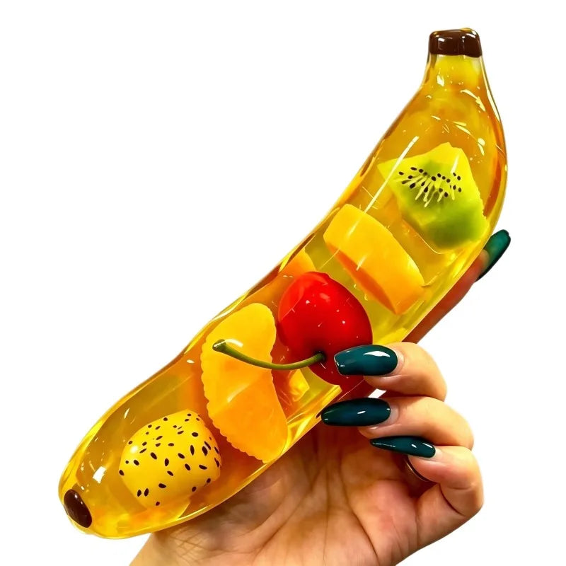 Fruit Banana Jelly Squishy Toy Stress Ball Fidget Toys Big Slushy Banana Squishy Toys Squeeze Ball ASMR Anti Stress Relief Toys