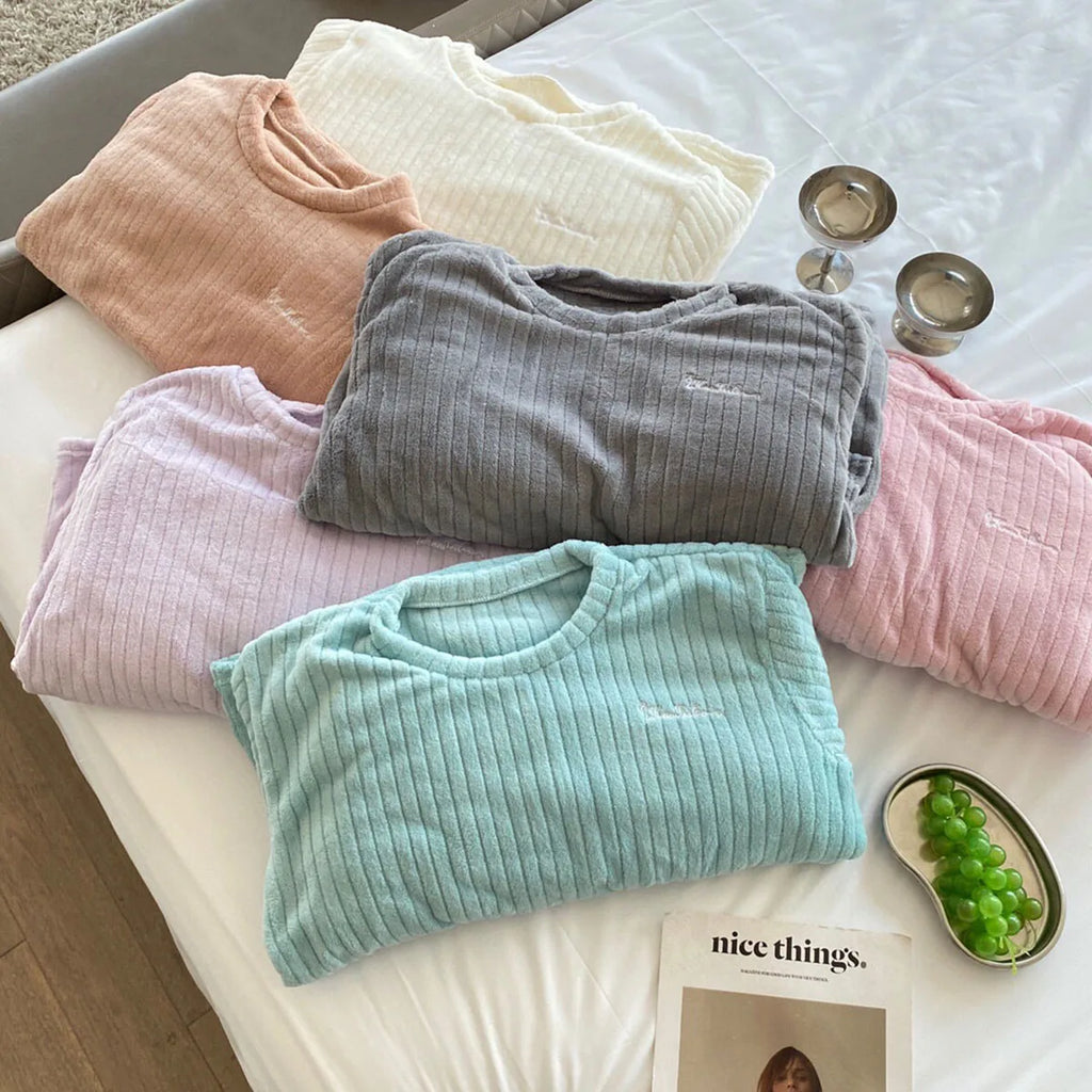 Soft Coral Velvet Jacquard Warm Pajama Set for Women Cozy Loungewear Outerwear for Winter Christmas Valentine's Day Gift