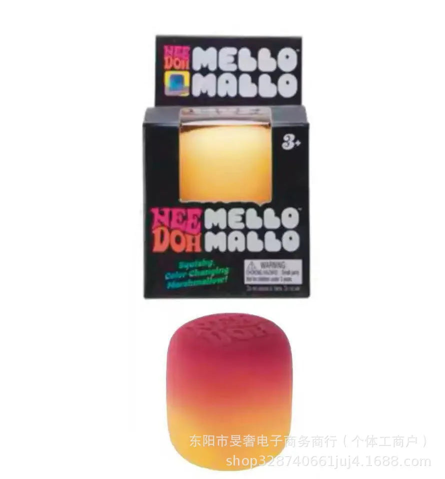 New Needoh Mello Mallo Uv Light Reactive Squish Toy Marshmallow Texture Slow Rising Squeeze Fidget Toy Sunlight Color Change