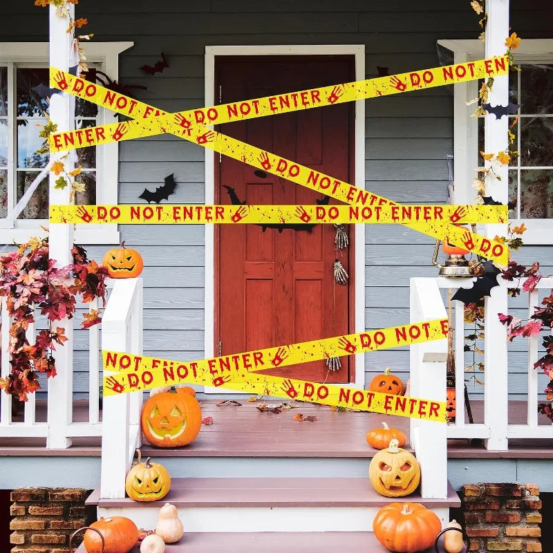Warning Tapes Halloween Decoration Do Not Enter Roll for Door Windows Yards