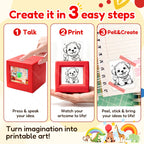 AI Voice Smart Thermal Printer! 58mm Mini Portable Bluetooth Photo Sticker Picture Print Device Fun Print with White Color Paper