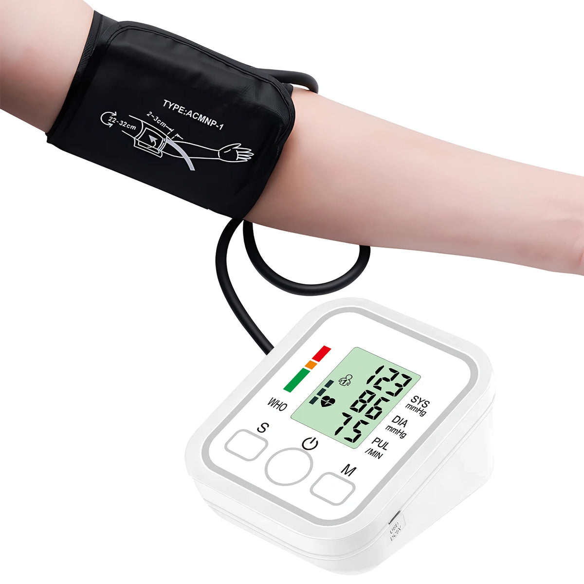 Blood Pressure Test Kit BP Monitor Upper Arm Automatic Tonometer Digital Sphygmomanometer Pulse Medical Device